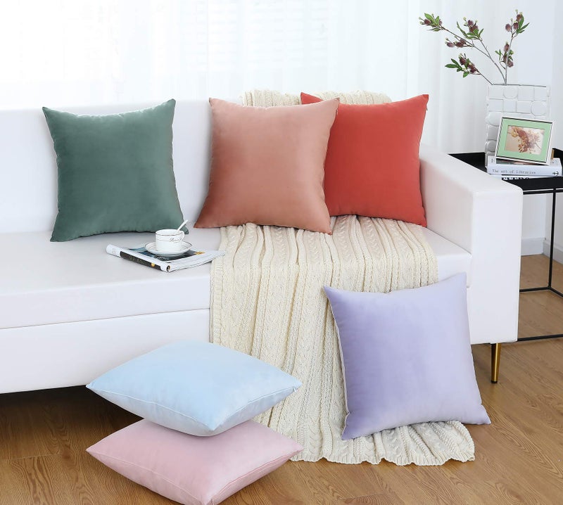 Jeneoo Comfy Soft Thick Velvet Throw Pillow Covers Decorative Solid Square Couch Cushion Cases for Home Bedroom Car Decor (Turquoise, 20 x 20 Inches, 2 Pieces) - Image 4